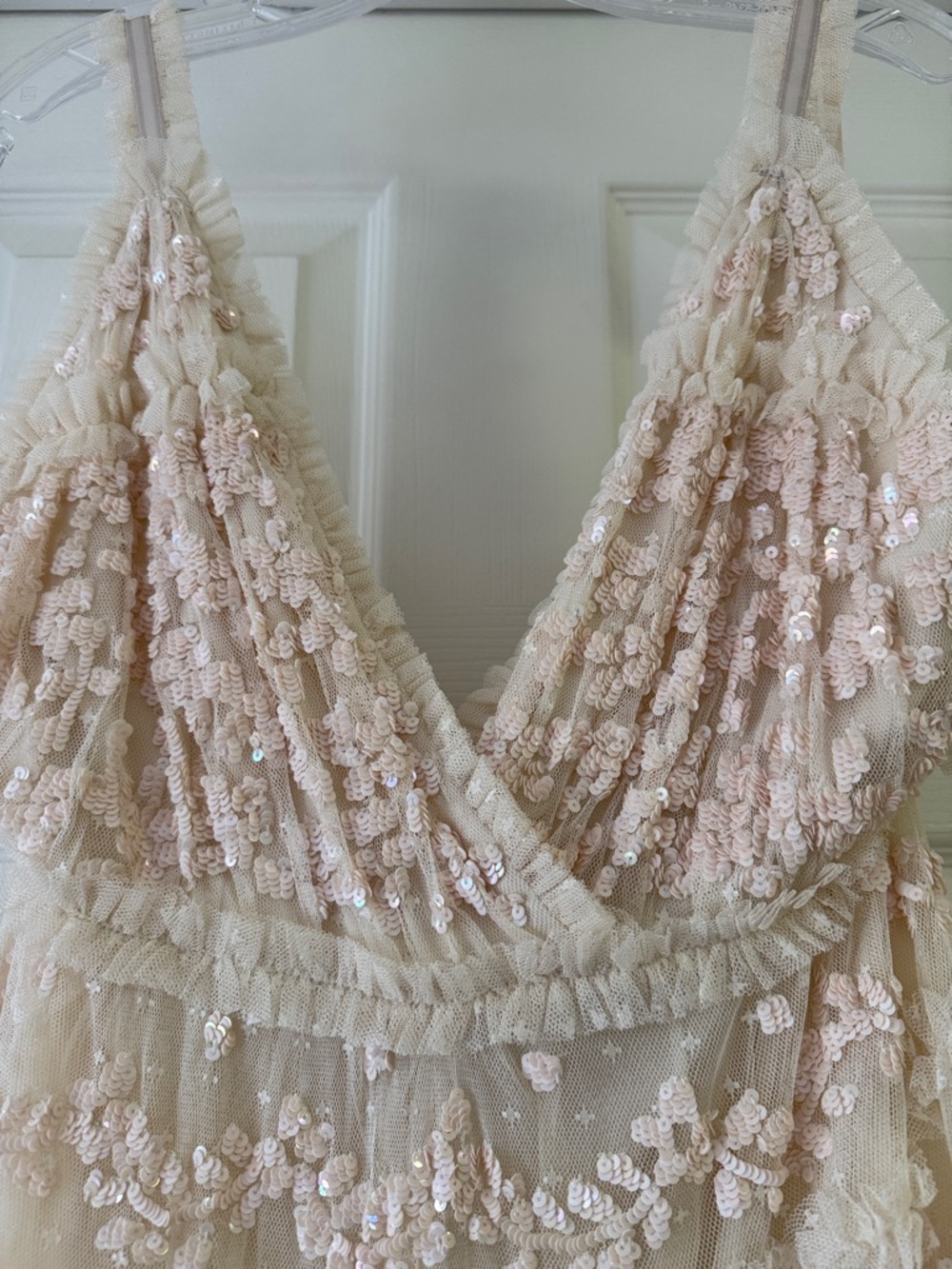 Needle & Thread Blush Cream Tiered Midi Dress - Picture 3 of 9